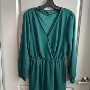 Express Deep Teal Long Sleeve Dress
